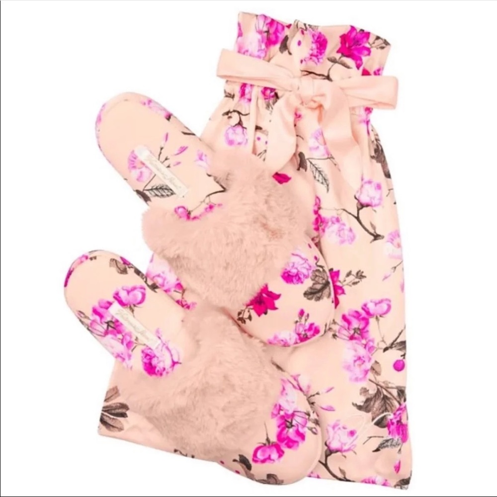 Victoria’s Secret Satin Pink Floral Slippers